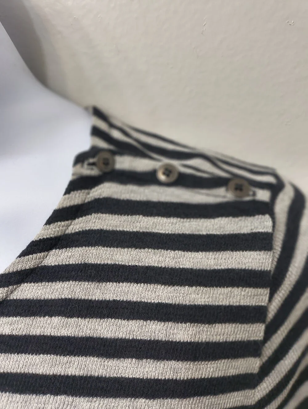 J. Jill Cotton Striped Pullover Knit Tunic Top Black Gray XL Nautical Boho Casua